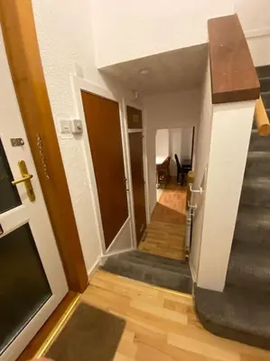 a view of a hallway with stairs in a house at 3 bedroom home-inverkeithing in Fife