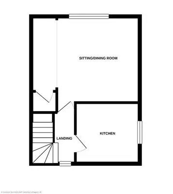 a black and white floor plan of a house illustration at Links Quay 42 in Prestwick