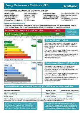 a screenshot of the emergency documentation certificate ecp at Beech Cottage at Williamscraig Holiday Cottages in Linlithgow