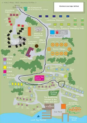 a map of the campus at Bell Rock Holiday Lodge in Killin