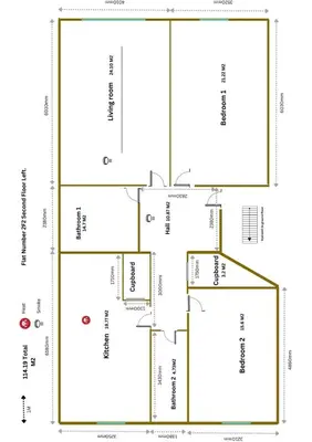 a floor plan of a house at Beautiful 2 Bed 2 Bath Flat overlooking Meadows Park in Edinburgh