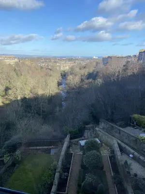 an aerial view of a garden in a park at West End Townhouse in Edinburgh