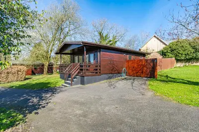 a house with a driveway in front of it at Bluebell Lodge 7 with Hot Tub in Newton Stewart
