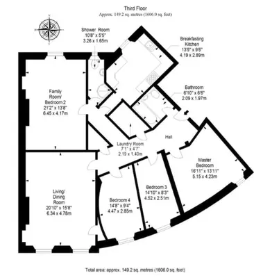 a floor plan of a house with descriptions of the floors at Large 4 bed (sleeps 8) Castle View in Edinburgh