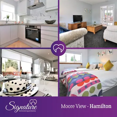 a collage of pictures of a kitchen and a bedroom at Signature - Moore View in Hamilton