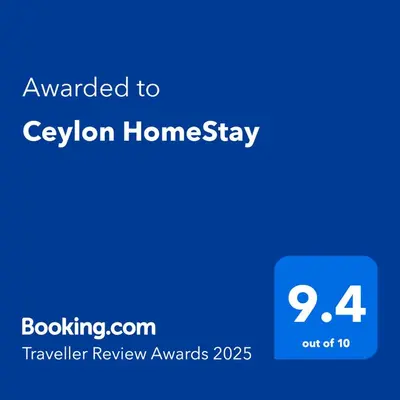 a blue screen with the text awarded to cevion homesstay at Ceylon HomeStay in Knightswood